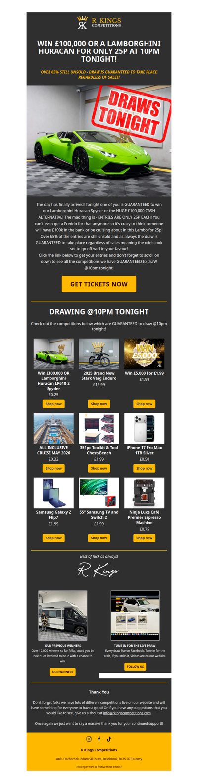 WIN £100,000 FOR 25P TONIGHT!