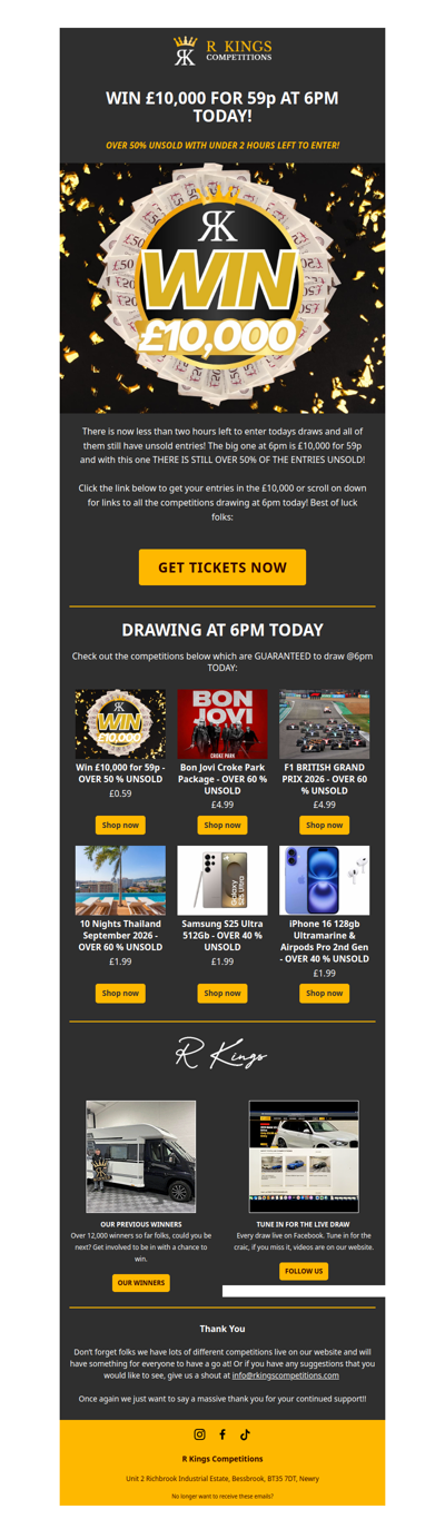 WIN £10,000 TODAY AT 6PM!