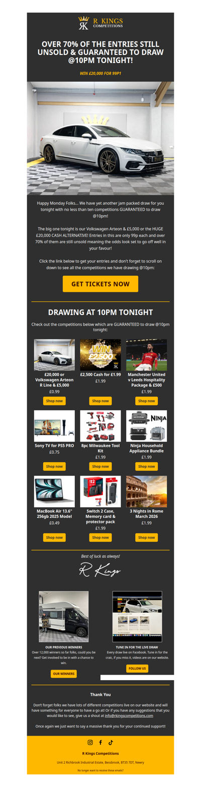 WIN £20,000 FOR 99P TONIGHT!