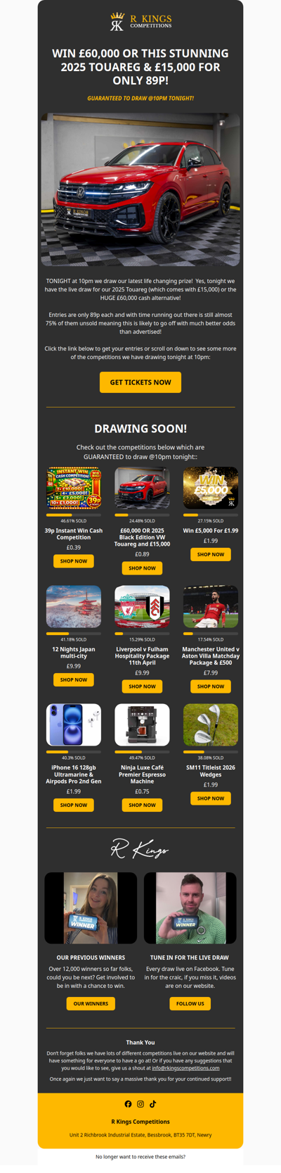 Win £60,000 for 89p!