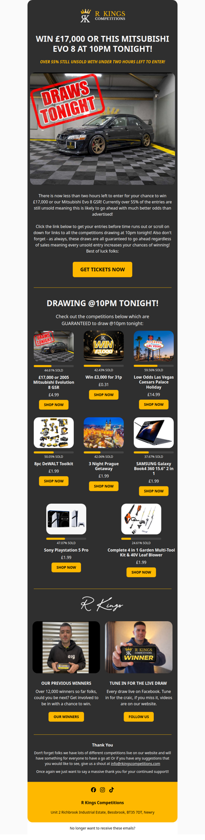 £17,000 DRAWING AT 10PM TONIGHT!