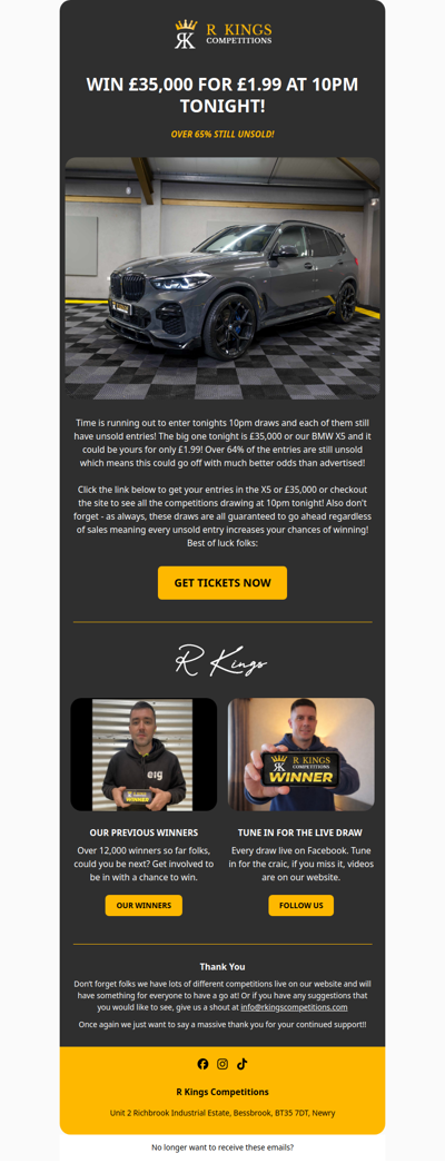 £35,000 FOR £1.99 DRAWING TONIGHT AT 10PM!