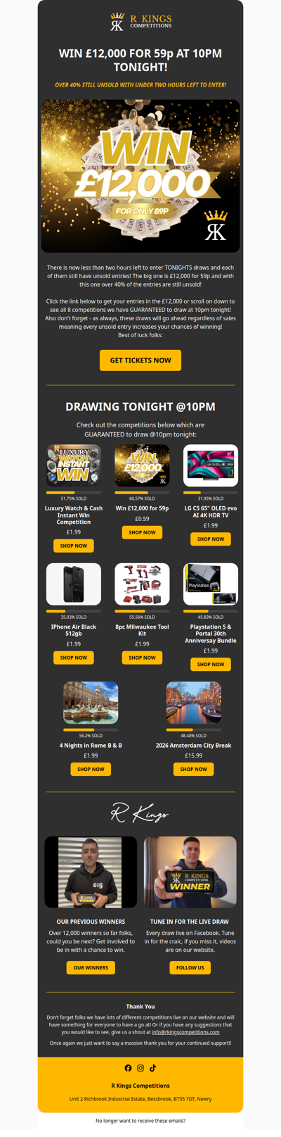 WIN £12,000 FOR 59P @10PM TONIGHT!