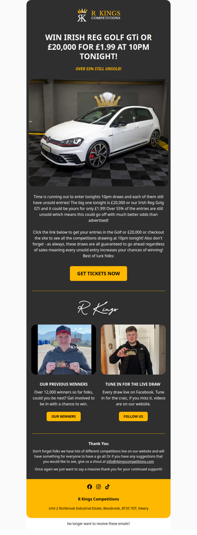 £20,000 FOR £1.99 DRAWING TONIGHT AT 10PM!