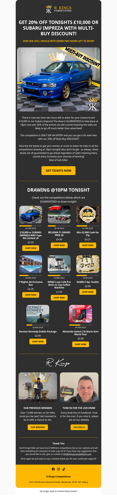 GET 20% OFF TONIGHTS £10,000!