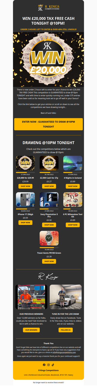 WIN ££20,000 TAX FREE CASH TONIGHT!