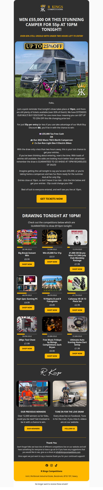 25% OFF TONIGHTS £55,000!