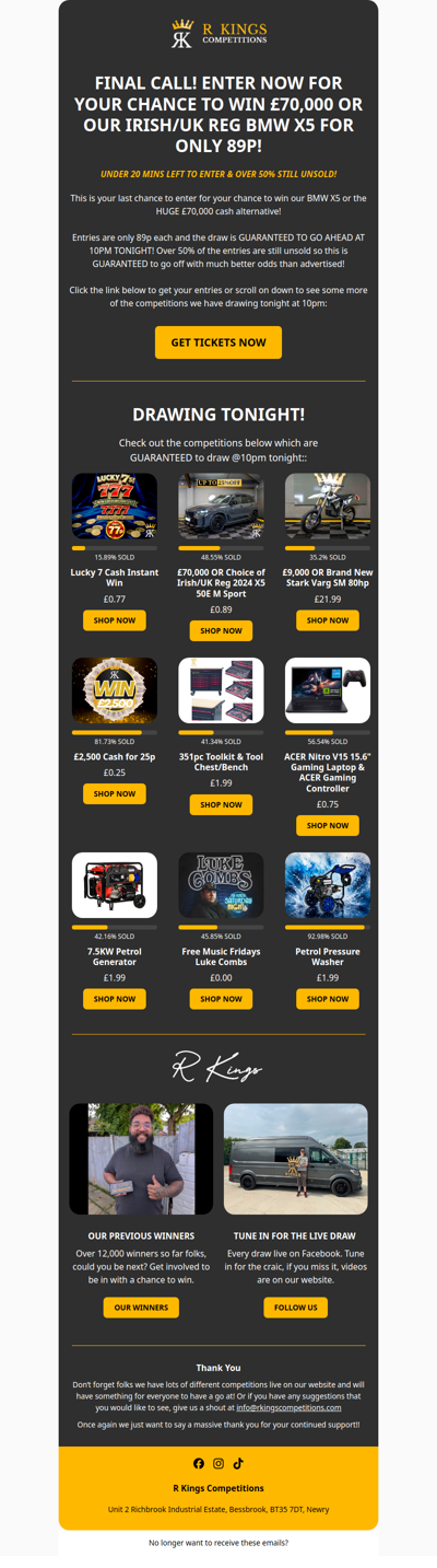 LESS THAN 20 MINUTES LEFT TO ENTER!