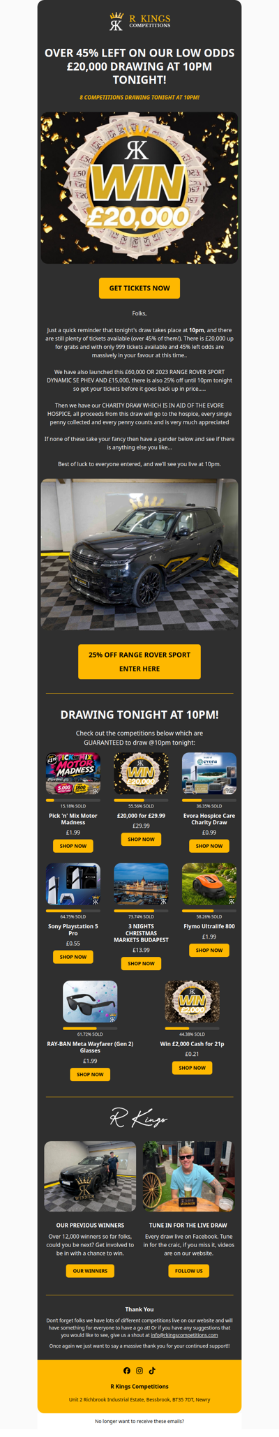 25% OFF RANGE ROVER SPORT UNTIL 10PM