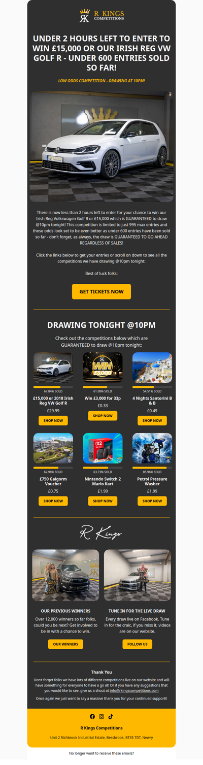 WIN £15,000 OR A GOLF R TONIGHT @10PM!