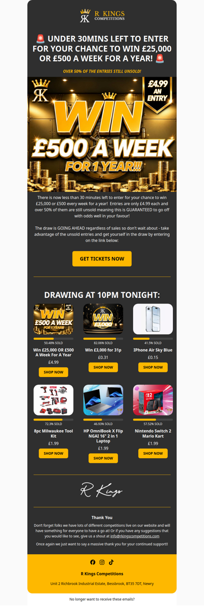 LAST CHANCE TO ENTER - 50% STILL UNSOLD!