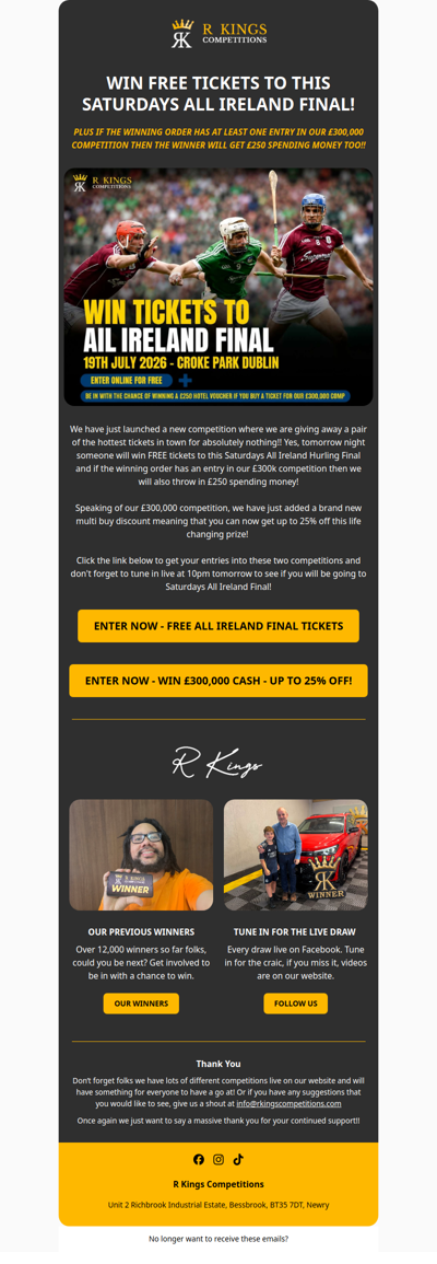 WIN FREE ALL IRELAND FINAL TICKETS!