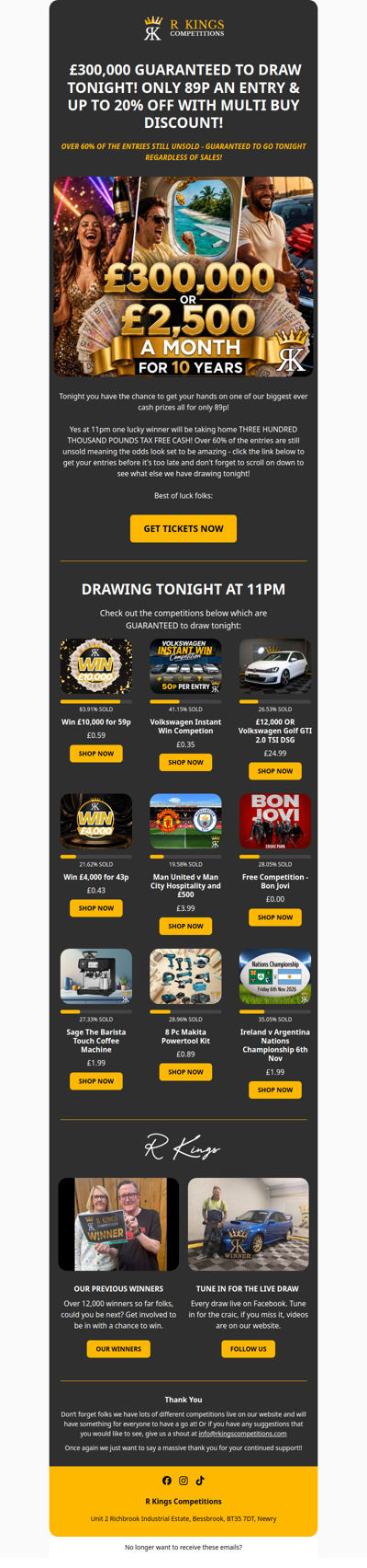 £300,000 GOES TONIGHT!