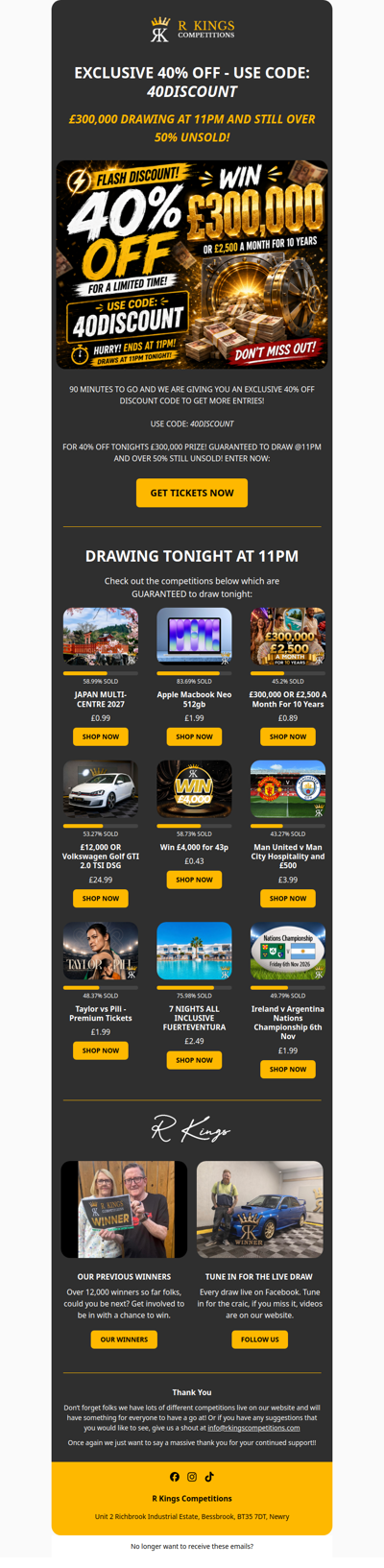 EXCLUSIVE 40% DISCOUNT!