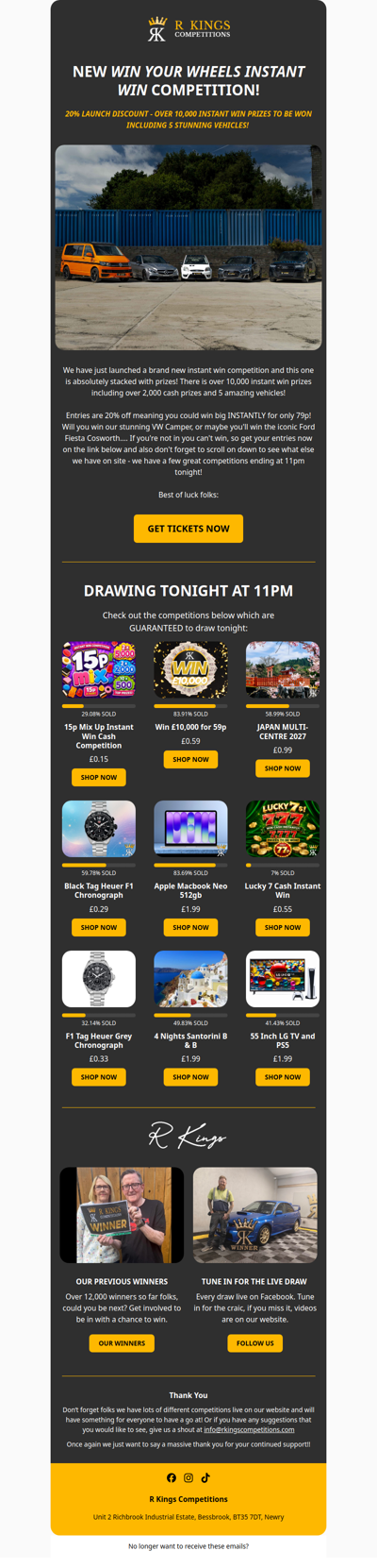 NEW INSTANT WIN LIVE!