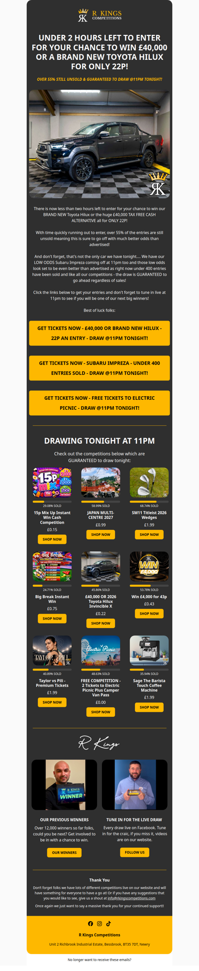 WIN £40,000 FOR 22P TONIGHT!