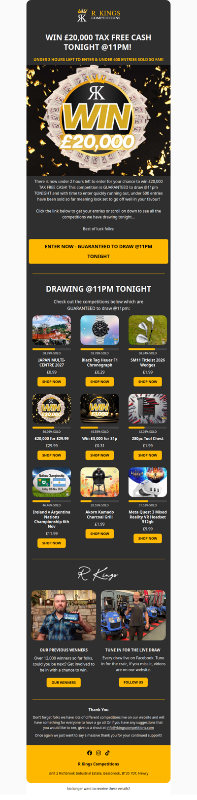 Low Odds £20,000 Drawing Tonight!