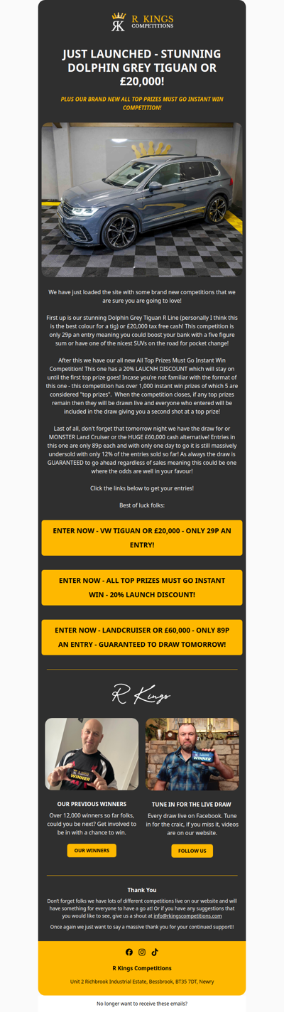 New Competitions Live On Site!