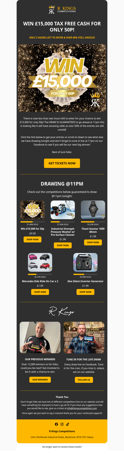 Win £15,000 For 50p Tonight!