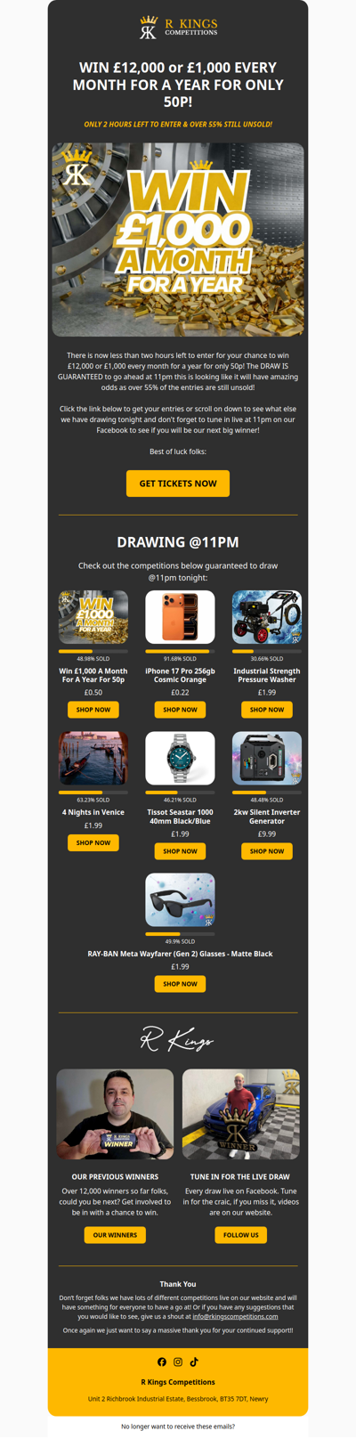Win £1,000 Every Month For A Year!