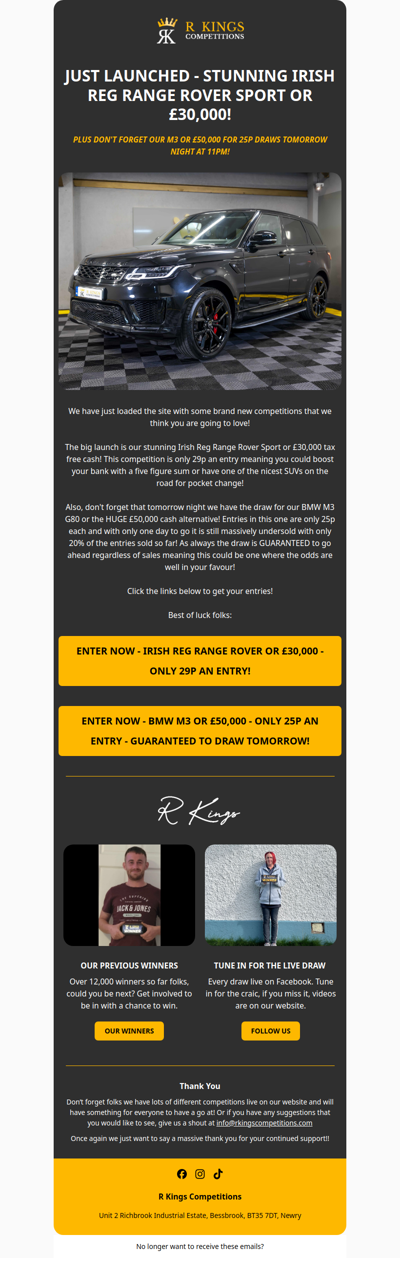 New Competitions Live On Site!