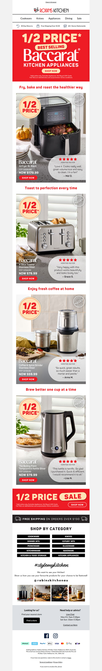 1/2 Price* Best-Selling Baccarat® Kitchen Appliances