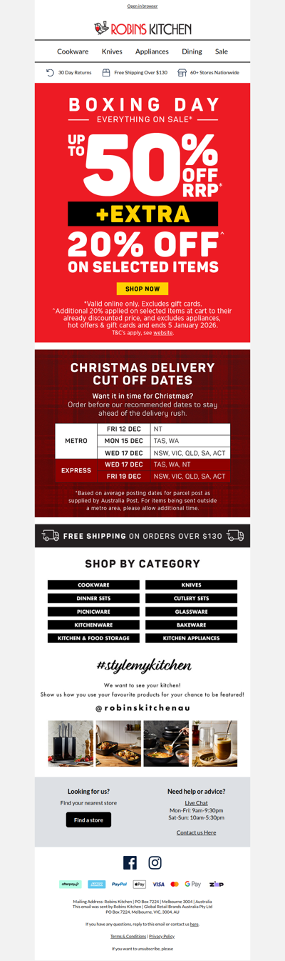 🥊Boxing Day + take an extra 20% off selected items