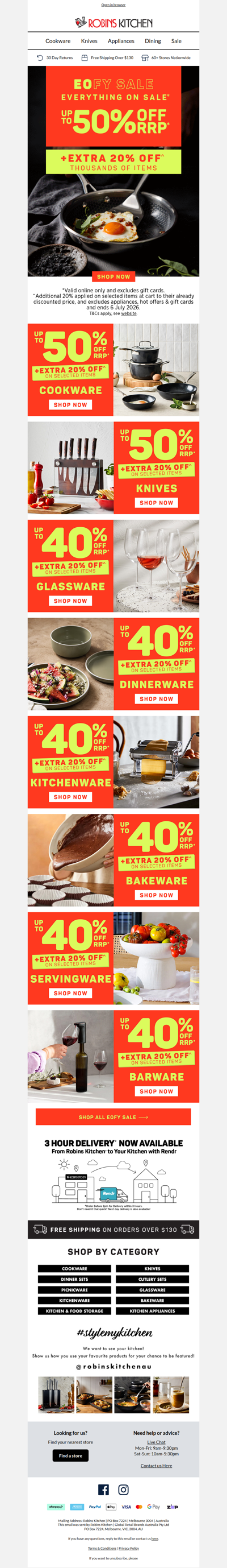 EOFY IS ON: UP TO 50% OFF RRP + EXTRA 20% 1,000s OF ITEMS