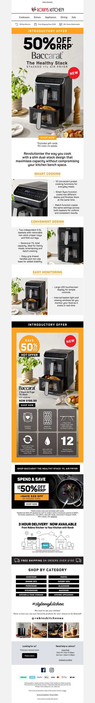 Introducing the Baccarat® Healthy Stack 11L Air Fryer