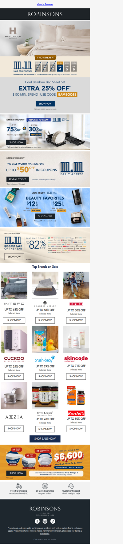 11.11 Countdown Deals — EXTRA 25% Off Cool Bamboo Bed Sheet Set