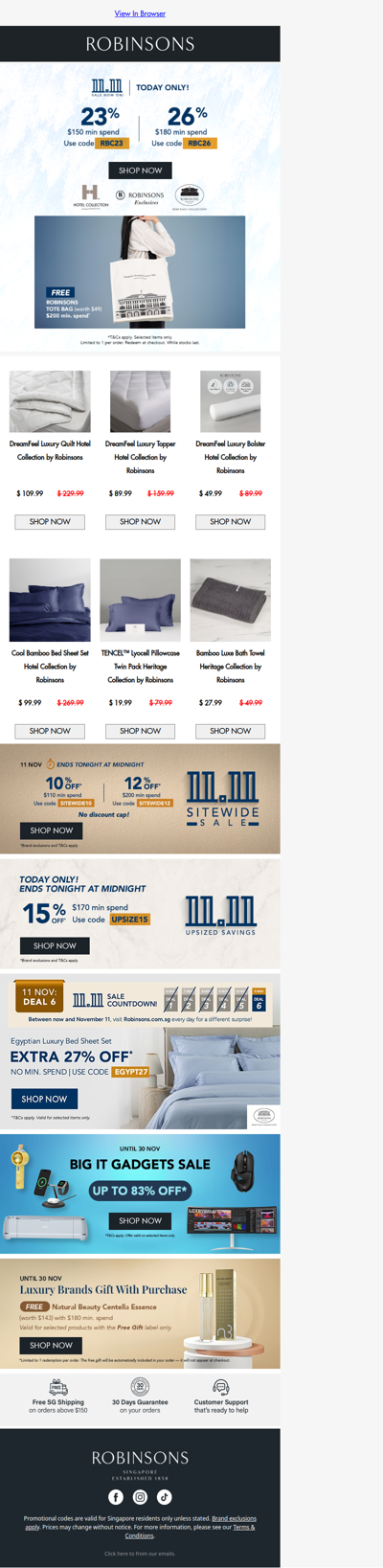 11.11 Sale Now On: Up to 26% Off Robinsons Collections Plus Free Tote!