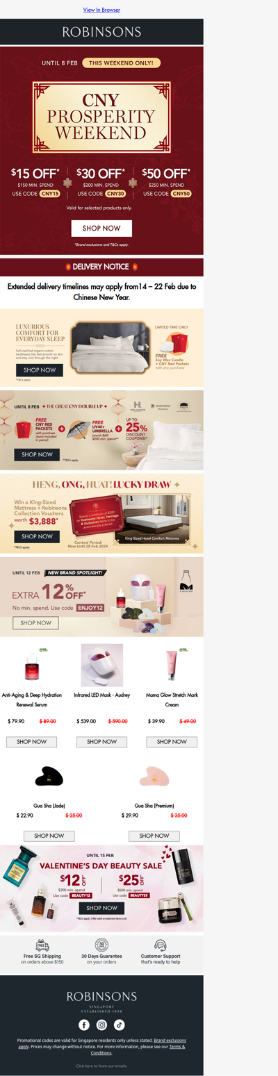 Lucky Savings Await! CNY Prosperity Weekend Up to $50 OFF 🍊