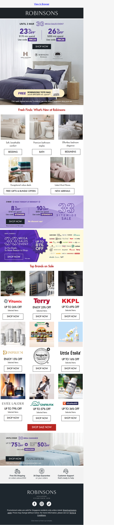 3.3 Sale Ends Tonight – Don’t Miss Up to 26% OFF Robinsons Collections