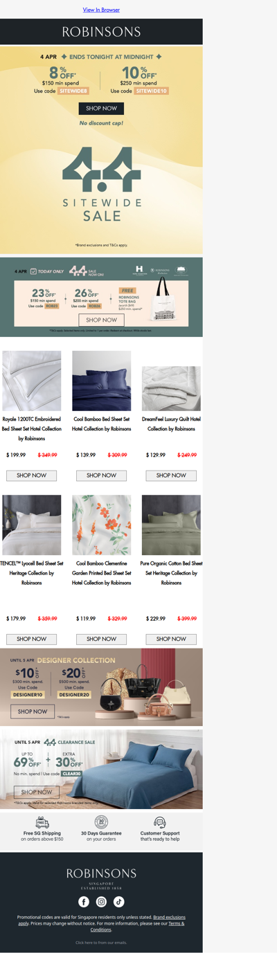 4.4 Sitewide Sale Ends Tonight Up to 10% OFF