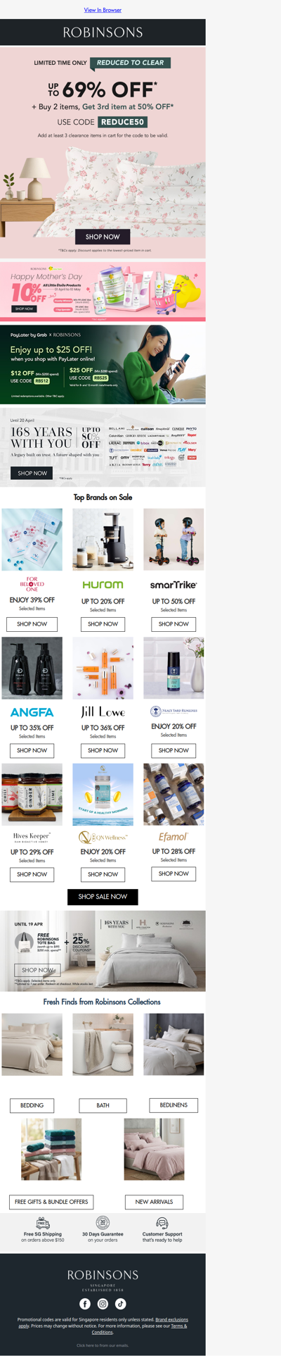 Reduced to Clear: Up to 69% Off + 3rd Item at 50% Off