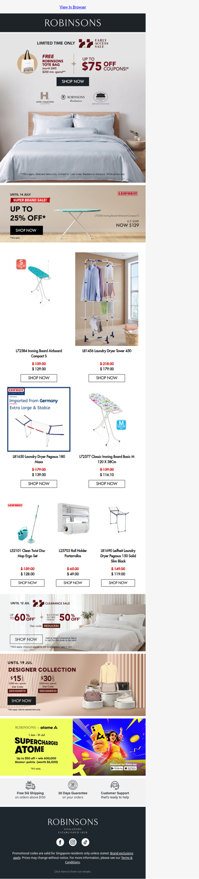 7.7 Early Access: Up to $75 Off Robinsons Collections