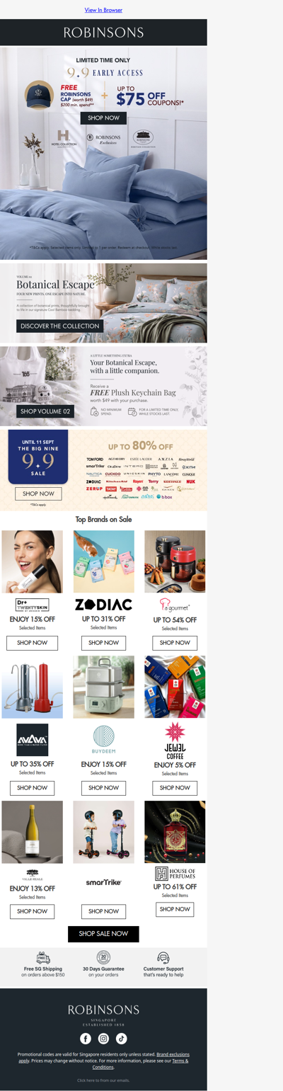 Make Your 9.9 Shopping Count: Up to $75 Off Robinsons Collections