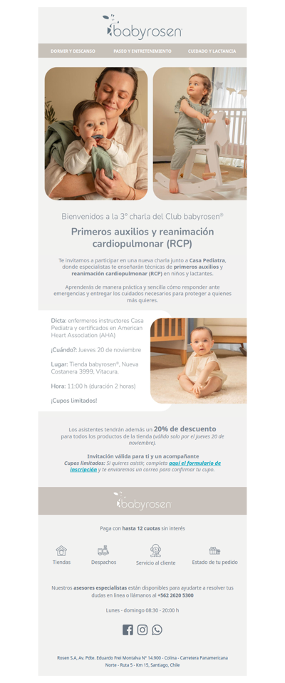 Charla Primeros Auxilios y RCP para niños y lactantes.🦒