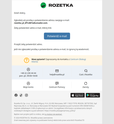 ✅ Potwierdź swój e-mail dla ROZETKA.PL