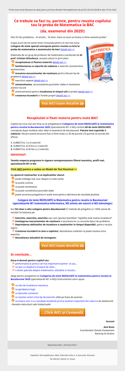 BACALAUREAT la Matematica - noile Modele de Teste cu rezolvari explicate