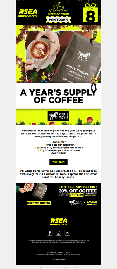 WIN A YEAR’S SUPPLY OF COFFEE☕