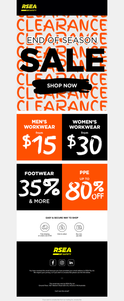 End of Season Clearance Starts Now!