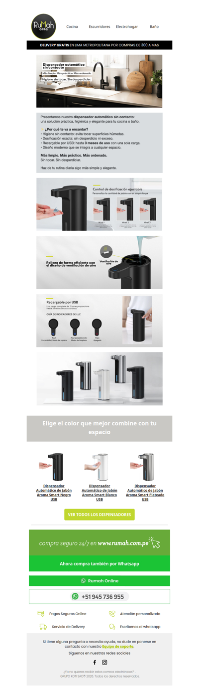 Más limpio. Más práctico. Sin tocar.