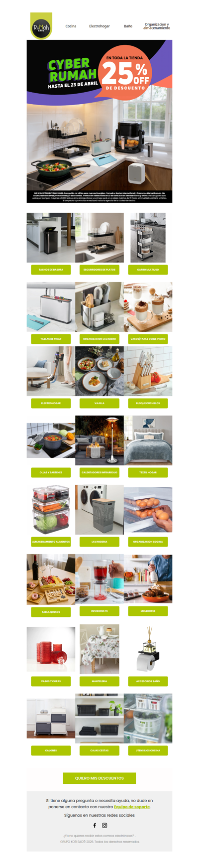 Modo CYBER RUMAH activado!!!! 25% OFF en toda la tienda