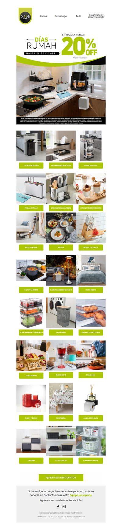 Nueva promo activada: DÍAS RUMAH 🔥 con 20% OFF