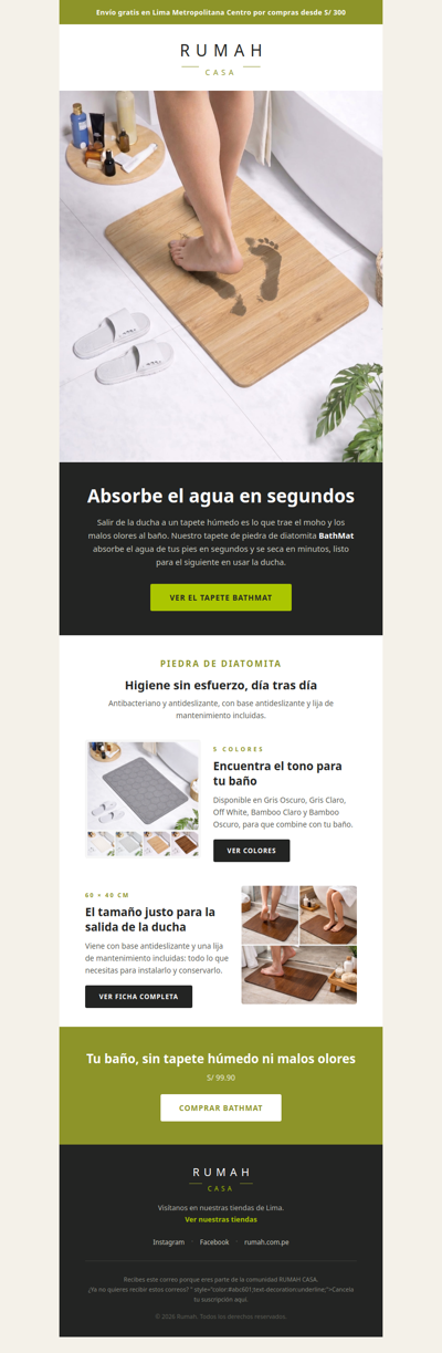 El tapete de secado rápido para tu baño