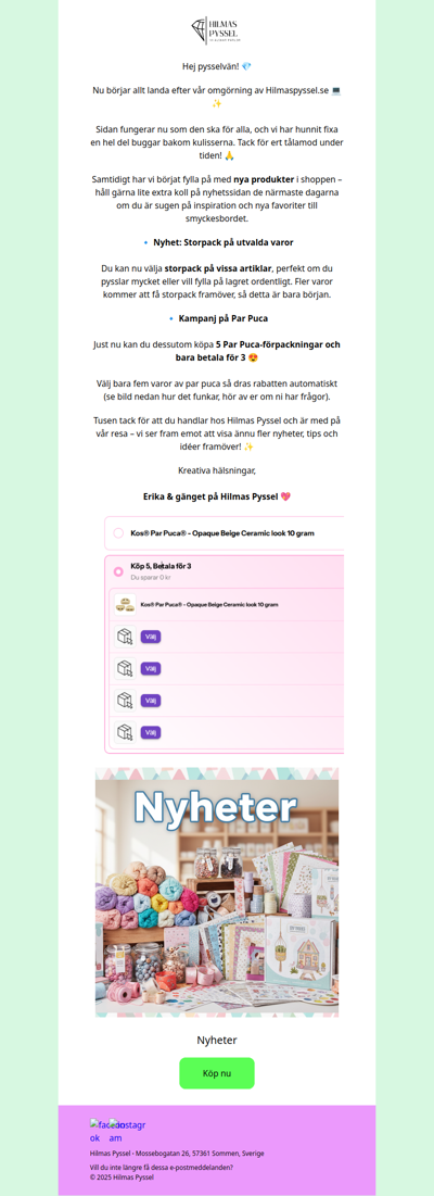 Hilmaspyssel.se rullar på igen 💖