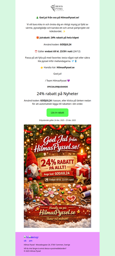 🎄 God jul! 24% rabatt – bara till kl. 23:59 i natt