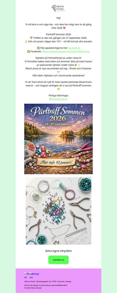 Nytt pärlår på gång! Pärlträff Sommen 24–27 sep 2026 💎