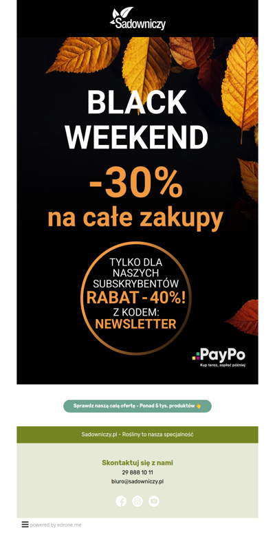 Black Weekend -40% z KODEM dla subskrybentów! 🍂🪴